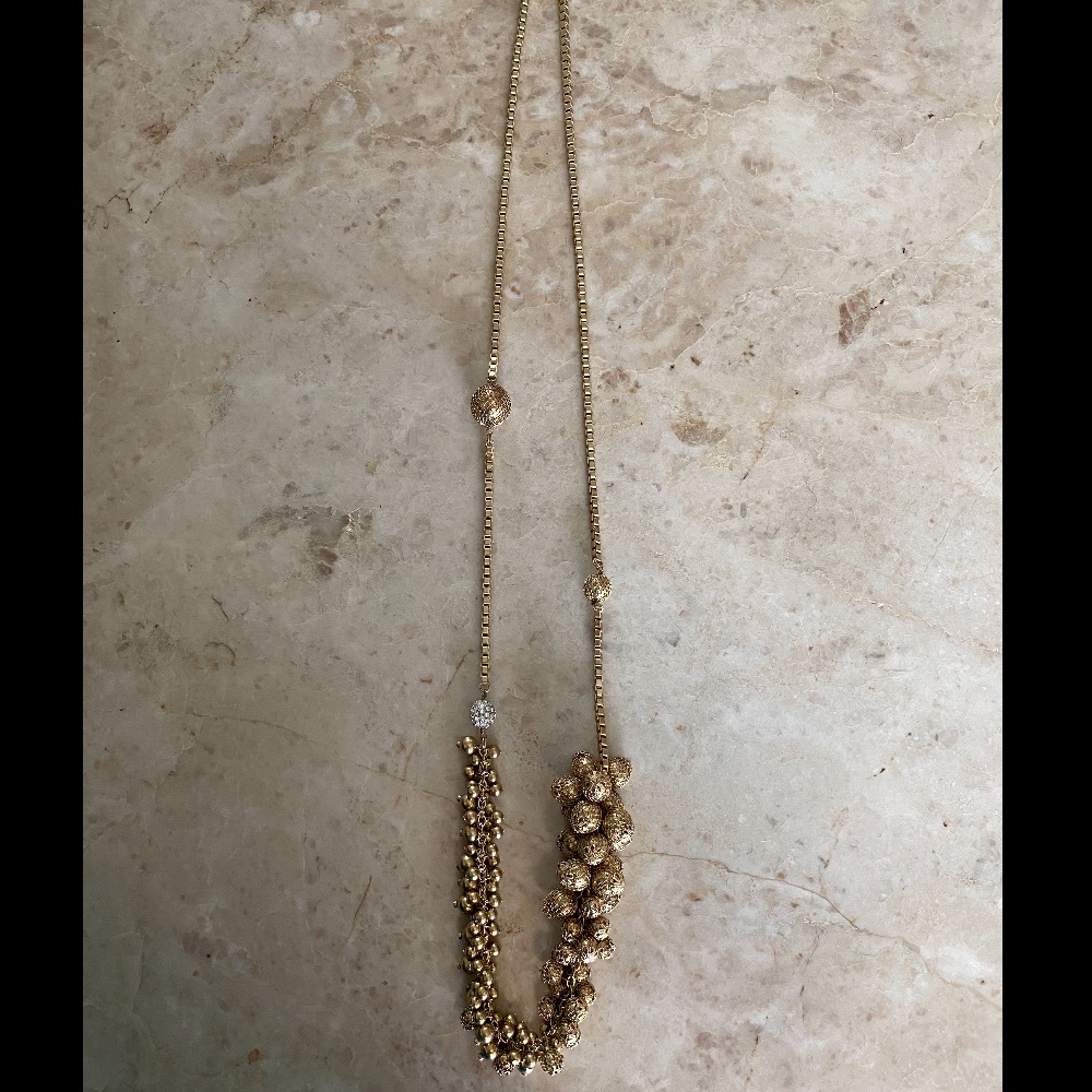Riccova Golden Mesh Beads and Crystal Necklace